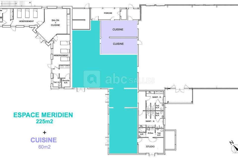 ESPACE MERIDIEN: 225m2 + cuisine + sanitaires