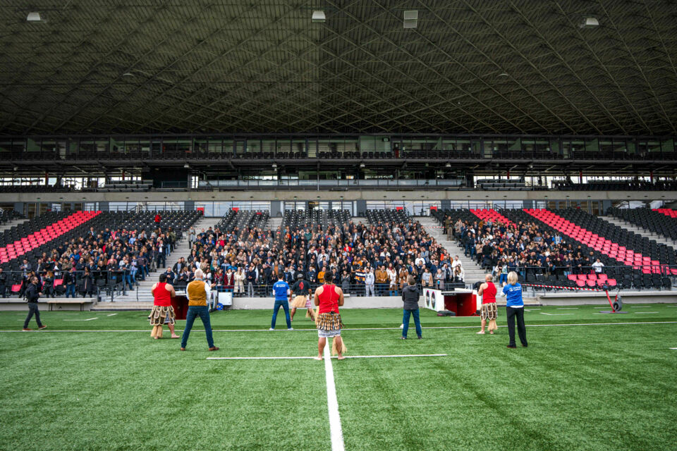 Matmut Stadium - Haka sur le terrain