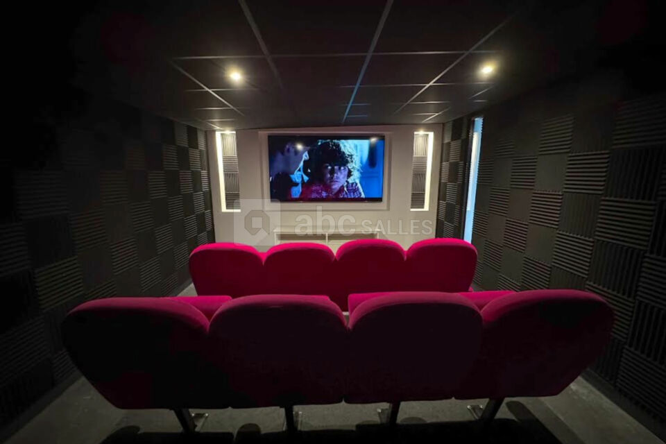 Salle de cinéma privative (en option) : organisez des projections ou sessions spéciales pour un groupe jusqu’à 8 personnes dans une ambiance immersive et professionnelle.